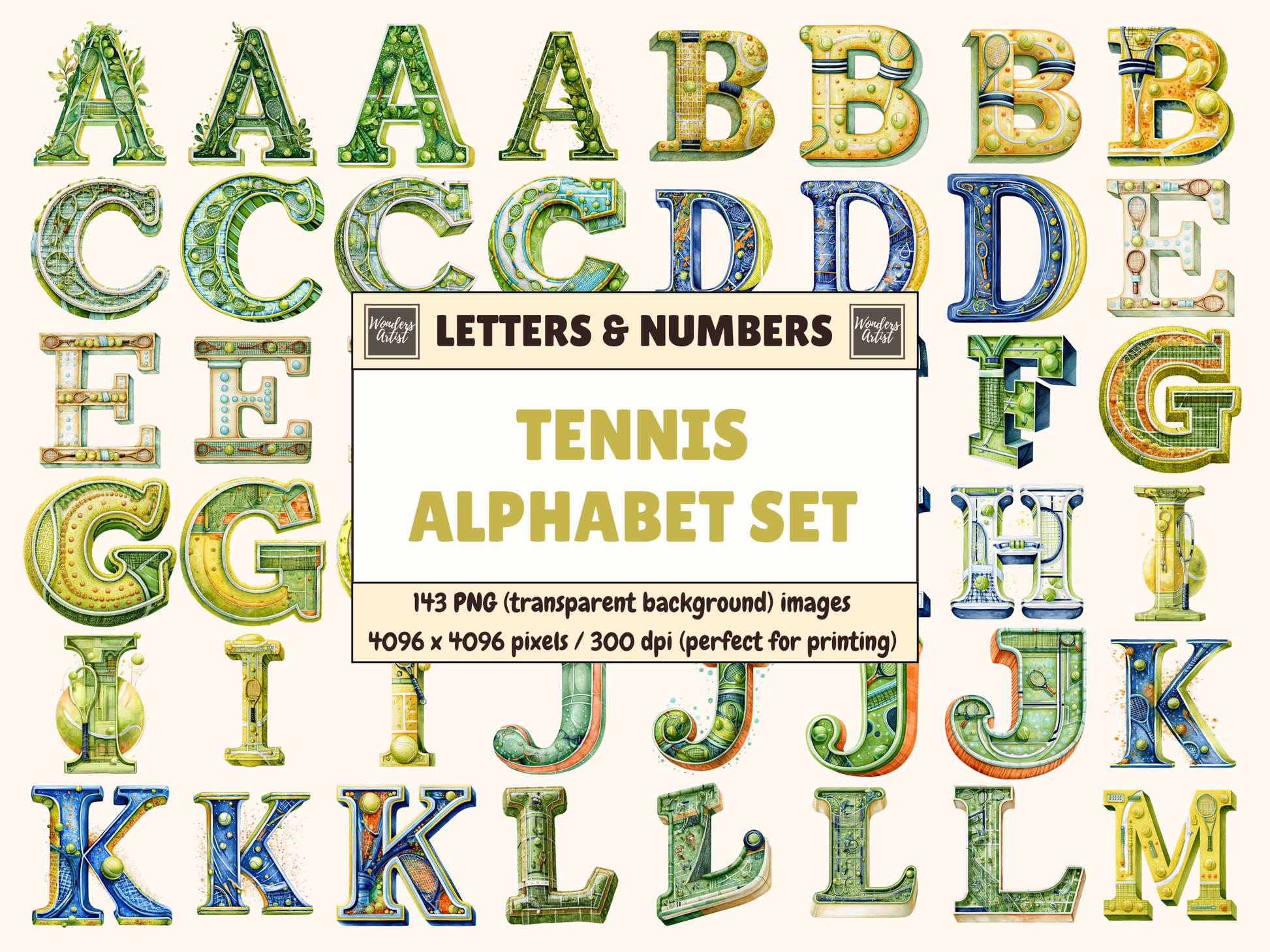 Tennis Alphabet & Numbers