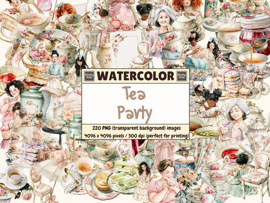Tea Party Watercolor Clipart