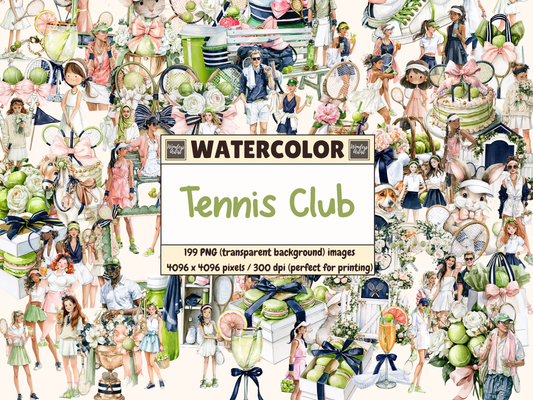 Tennis Club Watercolor Clipart