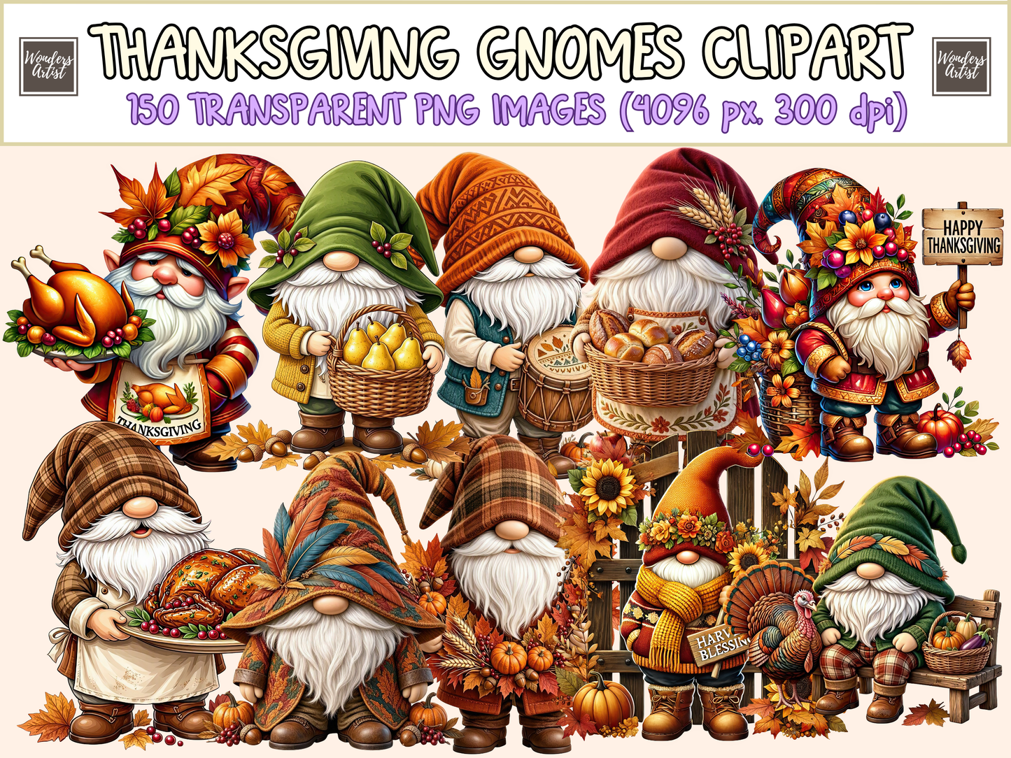 Thanksgiving Gnomes Clipart