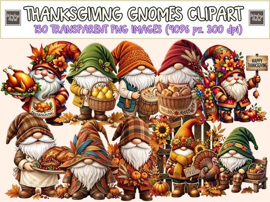 Thanksgiving Gnomes Clipart