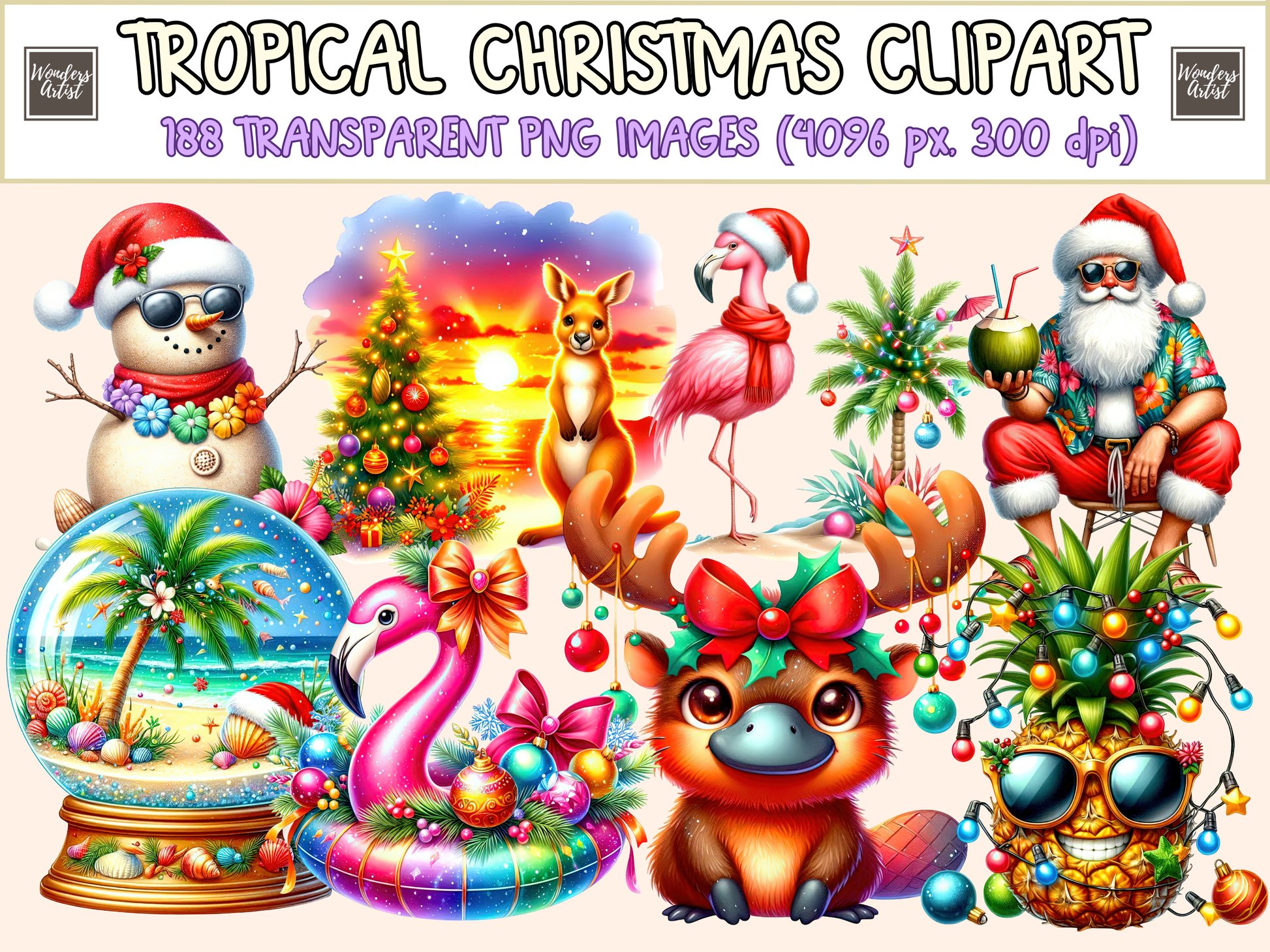 Tropical Christmas Clipart