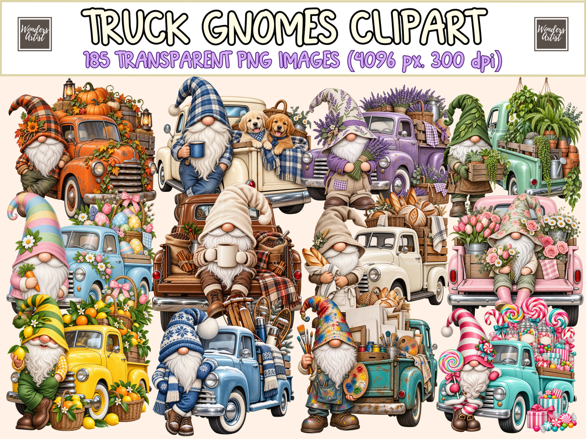 Truck Gnomes Clipart
