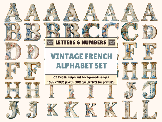 Vintage French Alphabet & Numbers