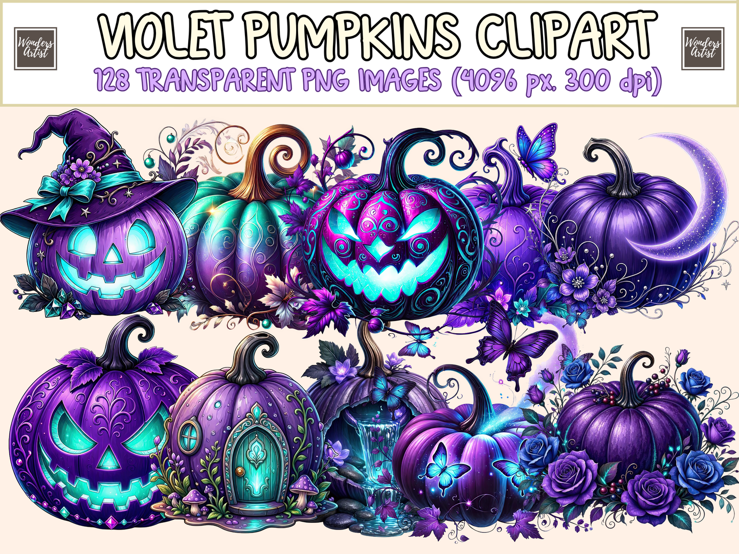 Violet Pumpkins Clipart
