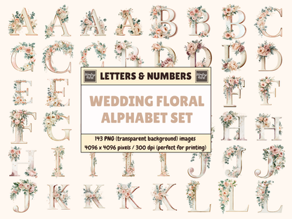 Wedding Floral Alphabet & Numbers