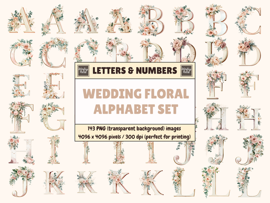 Wedding Floral Alphabet & Numbers