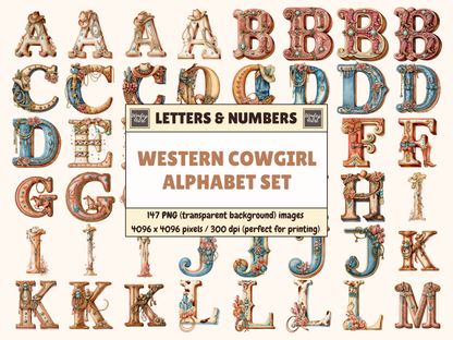 Western Cowgirl Alphabet & Numbers