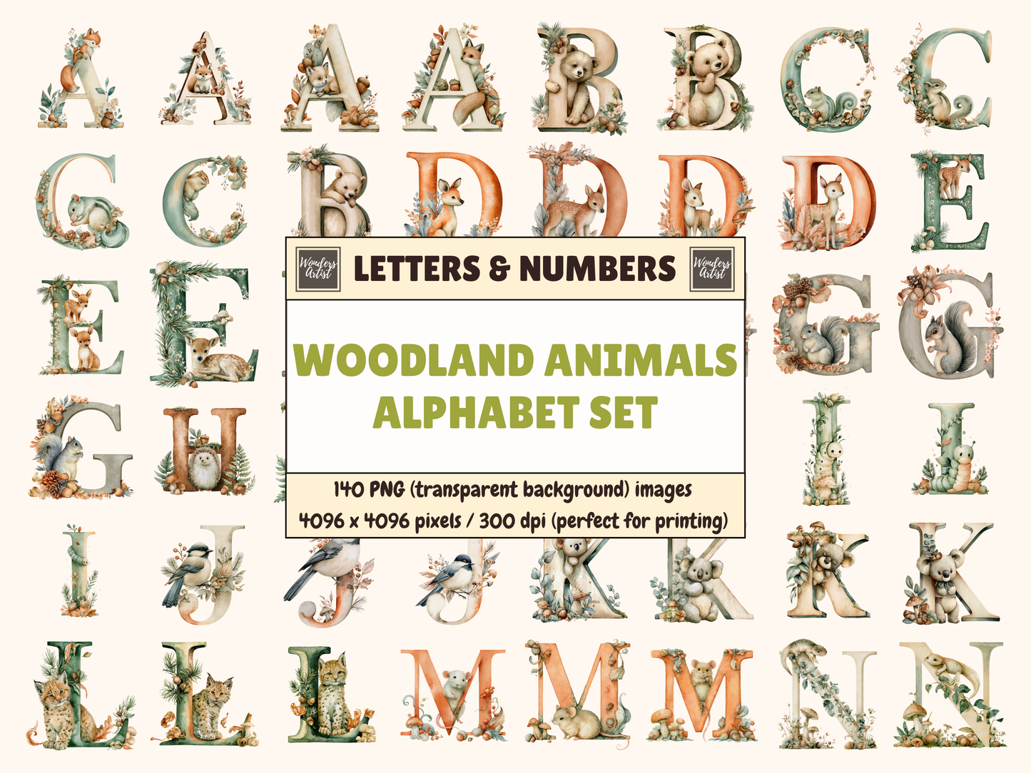 Woodland Animals Alphabet & Numbers