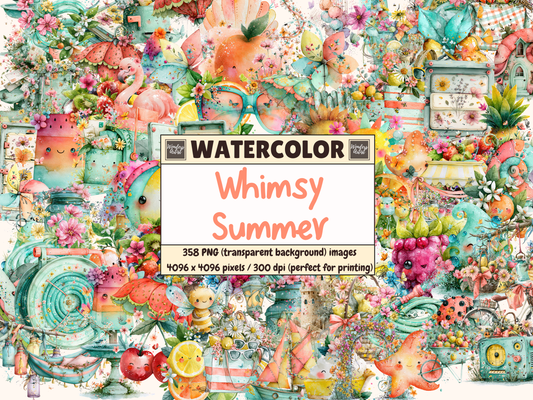 Whimsy Summer Watercolor Clipart