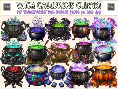 Witch Cauldrons Clipart