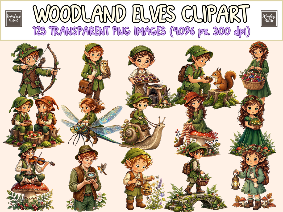 Woodland Elves Clipart