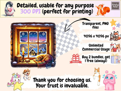 A Night Through the Window Clipart cozy night png dreamy night png moon window png - WondersArtist