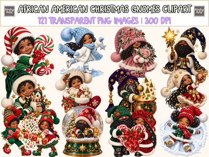 African American Christmas Gnomes Clipart — 00_cover.png