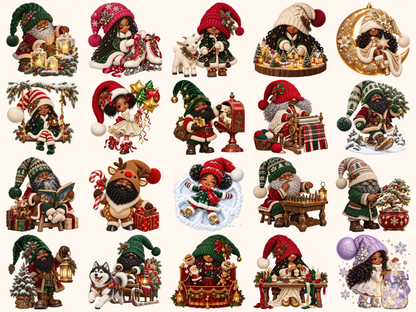 African American Christmas Gnomes Clipart — 06_grid.png