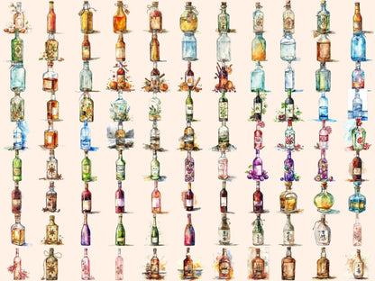 Alcohol Bottles Watercolor Clipart alcohol bottle image - Wonders Artist
