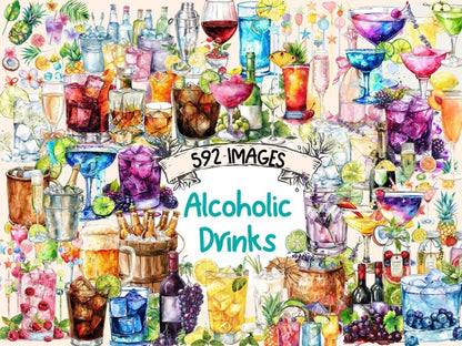 Alcoholic Drinks Watercolor Clipart alcohol clipart - Wonders Artist