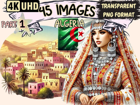 Algeria Clipart - High - Quality Instant Digital Download for Creative Projects