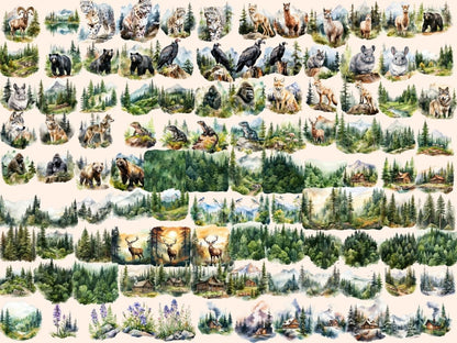 Alpine Forests Watercolor Clipart alpine animals png - Wonders Artist