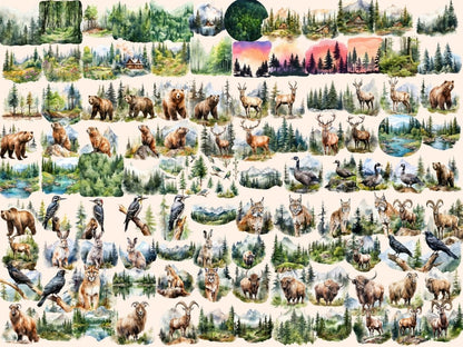 Alpine Forests Watercolor Clipart alpine animals png - Wonders Artist