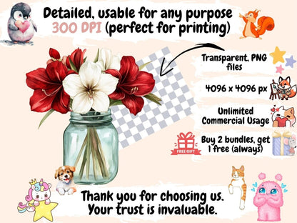 Amaryllis Watercolor Clipart - Wonders Artist