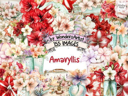 Amaryllis Watercolor Clipart - Wonders Artist