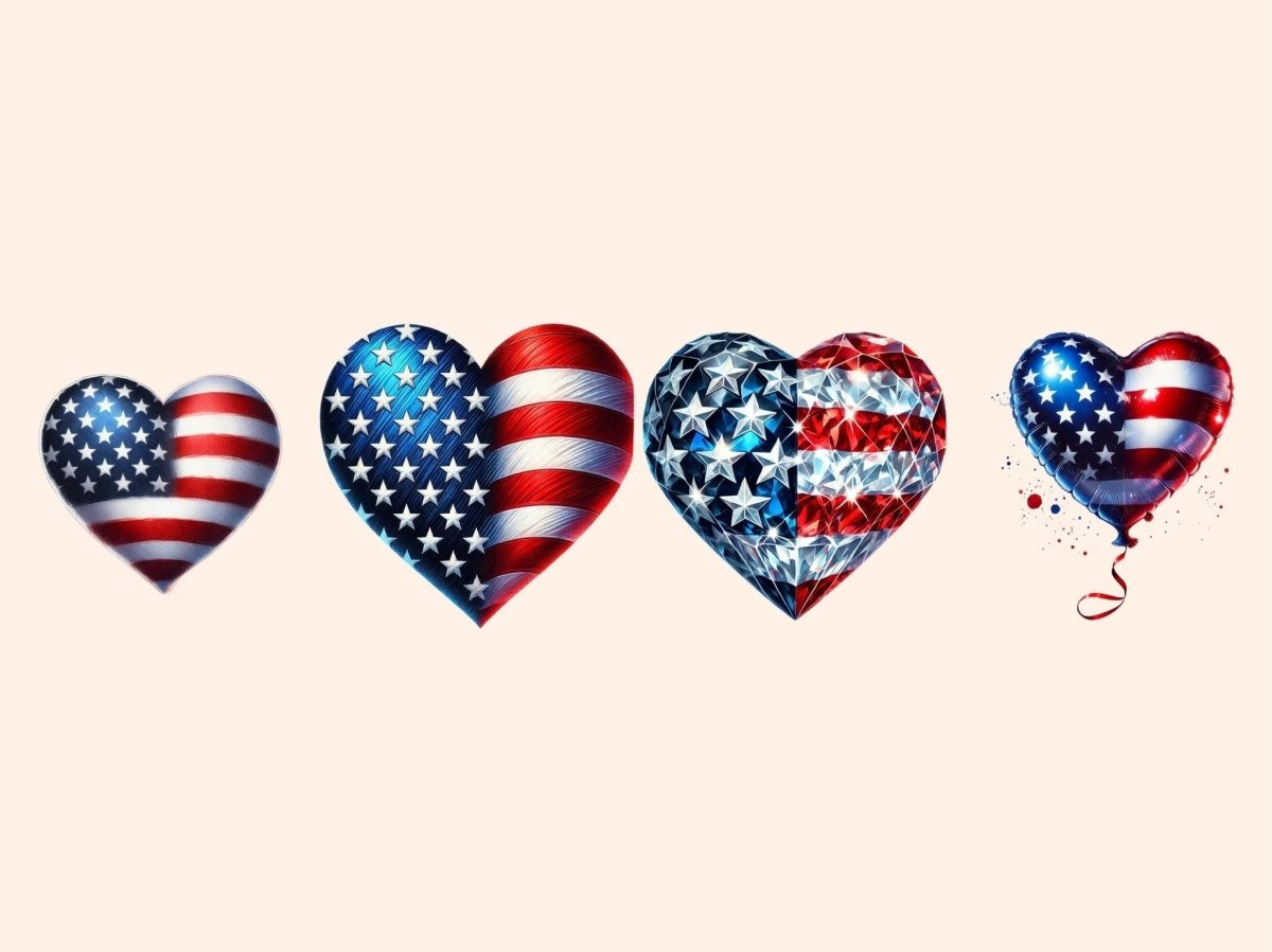 American Flag Hearts Clipart 4th of july png - Wonders Artist
