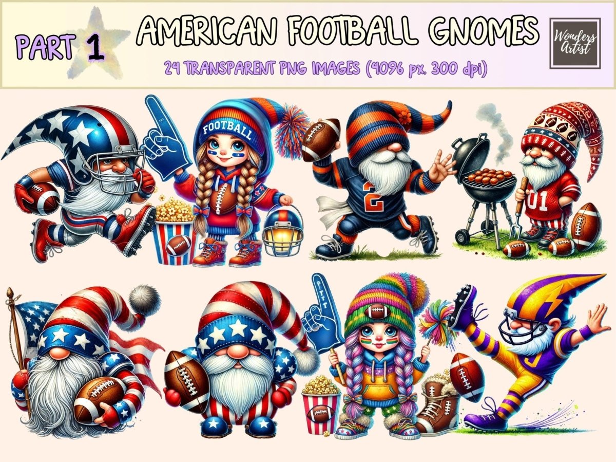 American Football Gnomes Clipart football clipart football gnome png game day gnome - WondersArtist