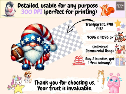 American Football Gnomes Clipart football clipart football gnome png game day gnome - WondersArtist