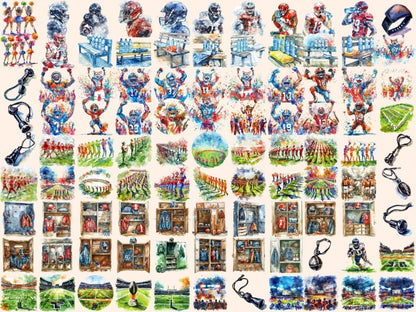 American Football Watercolor Clipart american clipart - Wonders Artist