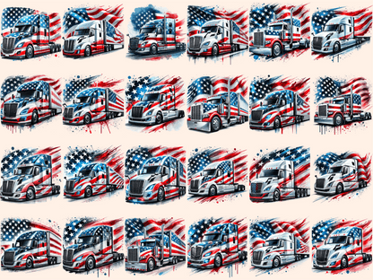 American Semi - Trucks Clipart American clip art american clipart American printables - WondersArtist