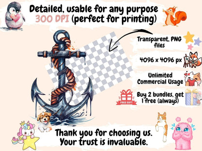 Anchors Watercolor Clipart Anchor Art - Wonders Artist