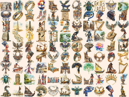 Ancient Egypt Watercolor Clipart ancient artifacts - Wonders Artist