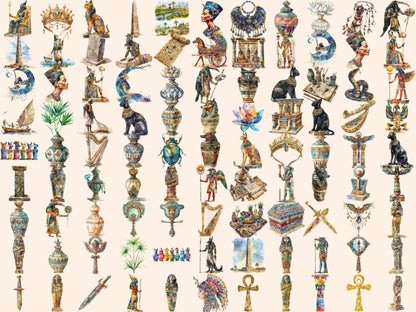 Ancient Egypt Watercolor Clipart ancient artifacts - Wonders Artist