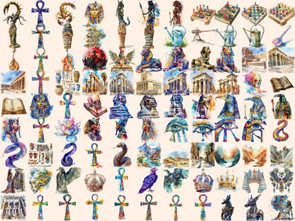 Ancient Egypt Watercolor Clipart ancient artifacts - Wonders Artist