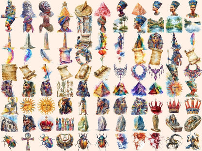 Ancient Egypt Watercolor Clipart ancient artifacts - Wonders Artist
