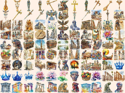 Ancient Egypt Watercolor Clipart ancient artifacts - Wonders Artist