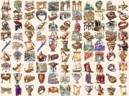 Ancient Rome Watercolor Clipart Ancient Rome clipart - Wonders Artist