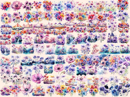 Anemone Flowers Watercolor Clipart anemone clipart - Wonders Artist