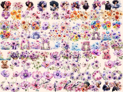 Anemone Flowers Watercolor Clipart anemone clipart - Wonders Artist