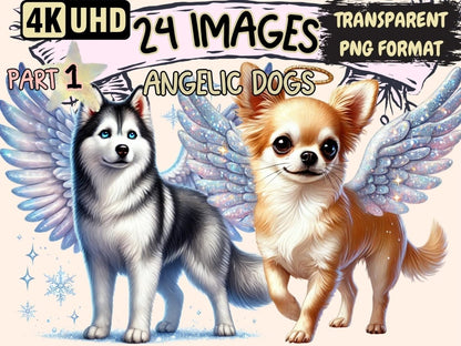 Angelic Dogs Clipart - High - Quality Instant Digital Download for Creative Projects