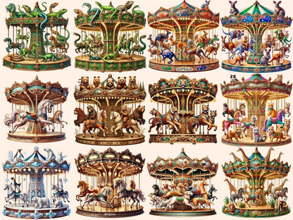 Animal Carousels Clipart animal artwork - Wonders Artist