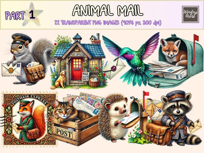 Animal Mail (P1) Clipart animal letter png - Wonders Artist