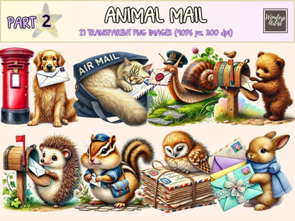 Animal Mail (P2) Clipart animal letter png - Wonders Artist