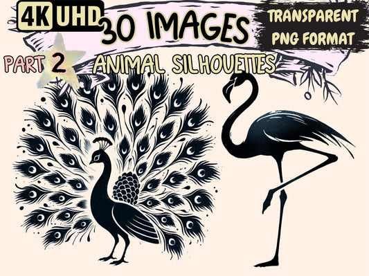 Animal Silhouettes (P2) Clipart - High - Quality Instant Digital Download for Creative Projects