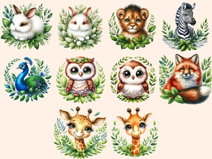 Animals with Leaves Clipart Animal design - Wonders Artist