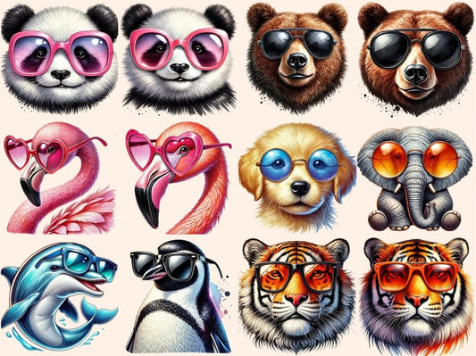 Animaux avec lunettes de soleil clipart
