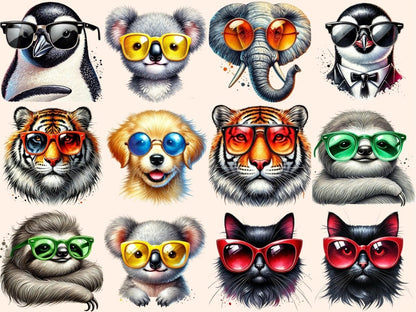 Animals with Sunglasses Clipart adorable animals - Wonders Artist