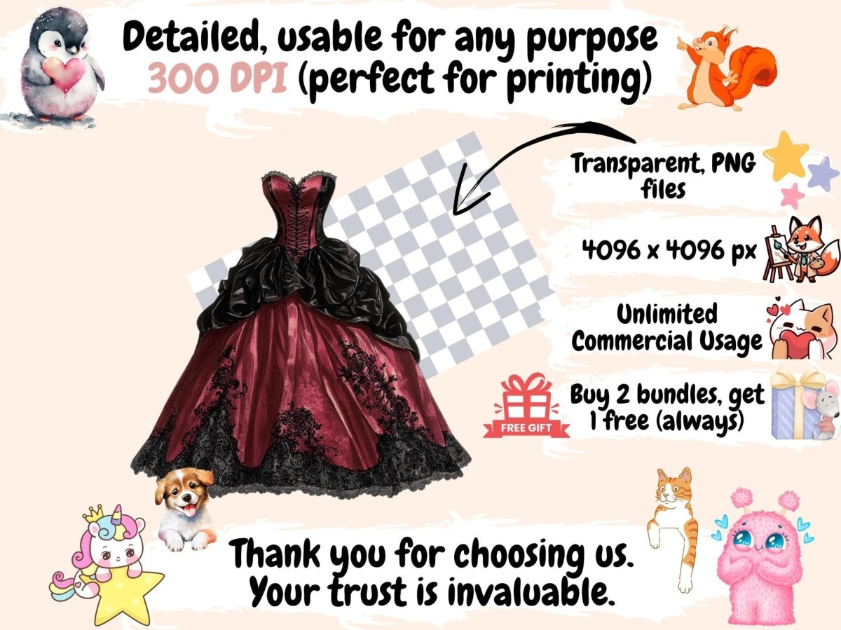 Antique Gothic Fashion Watercolor Clipart Antique Gothic Art - Wonders Artist