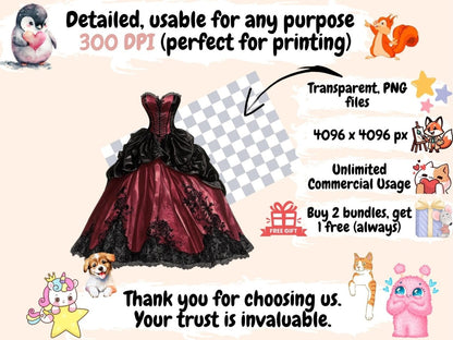 Antique Gothic Fashion Watercolor Clipart Antique Gothic Art - Wonders Artist